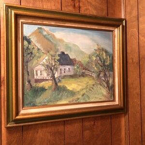 Landscape Painting with Gold Frame
